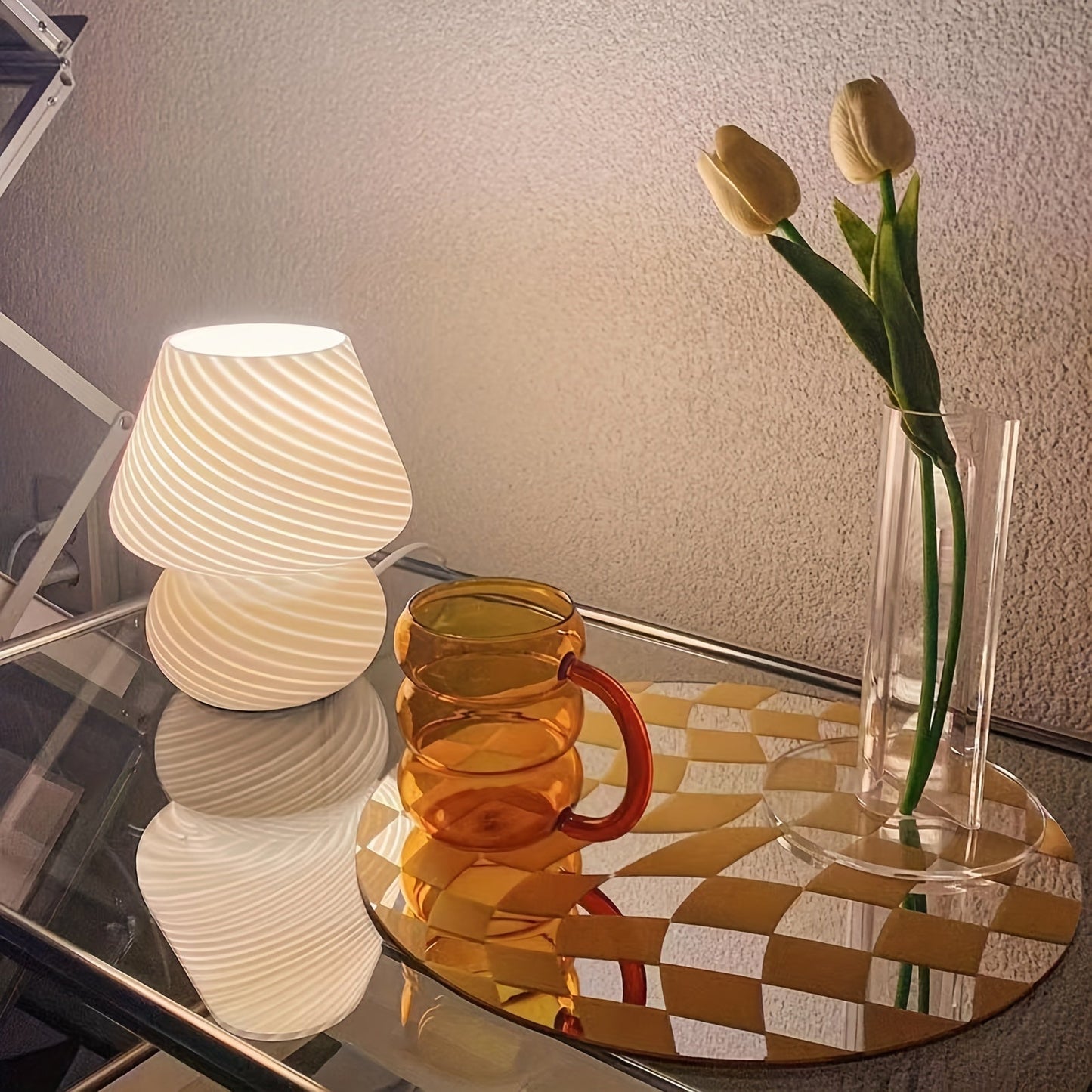 Elegant Murano-Style Glass Mushroom Lamp — USB-Dimmable Table Light