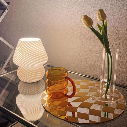Elegant Murano-Style Glass Mushroom Lamp — USB-Dimmable Table Light