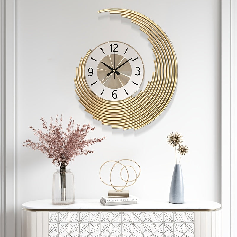 Sleek 3D Metal Wall Clock - Modern Design with Silent Quartz Movement, Decorative Accent