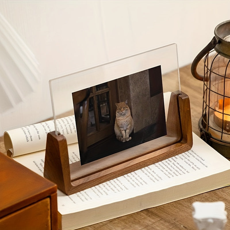 U-Shaped Acrylic & Wood Photo Frame — Sleek Modern Minimalist Display