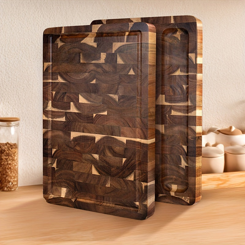 Premium Acacia Wood Cutting Board – Durable End-Grain Chopping Block for Knife-Safe Kitchen Prep