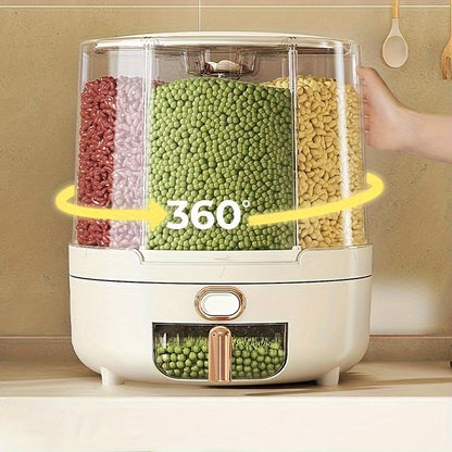 360° Rotating Airtight Food Storage Container – Large-Capacity Grain & Cereal Dispenser for Pantry Freshness