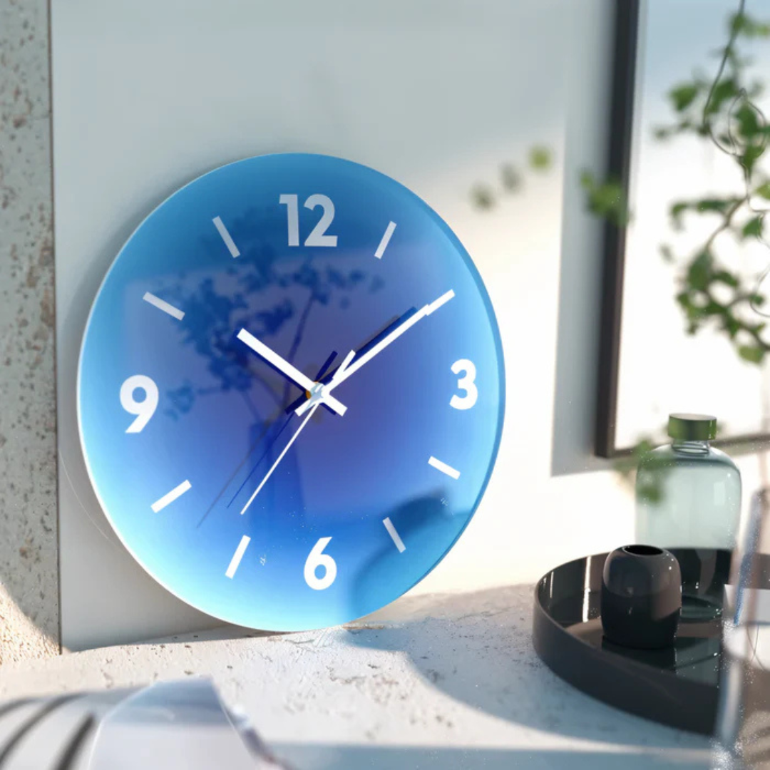 Sunset Glass Wall Clock — Modern Gradient Design for a Stylish Space