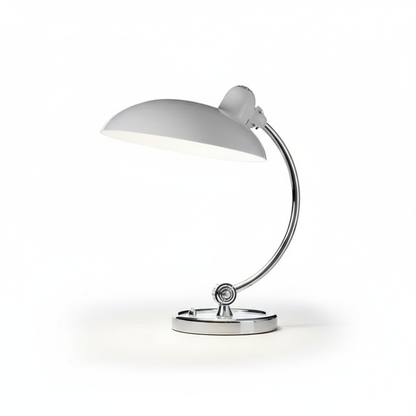ScandiArc Table Lamp with Bauhaus-Inspired Curved Metal Design