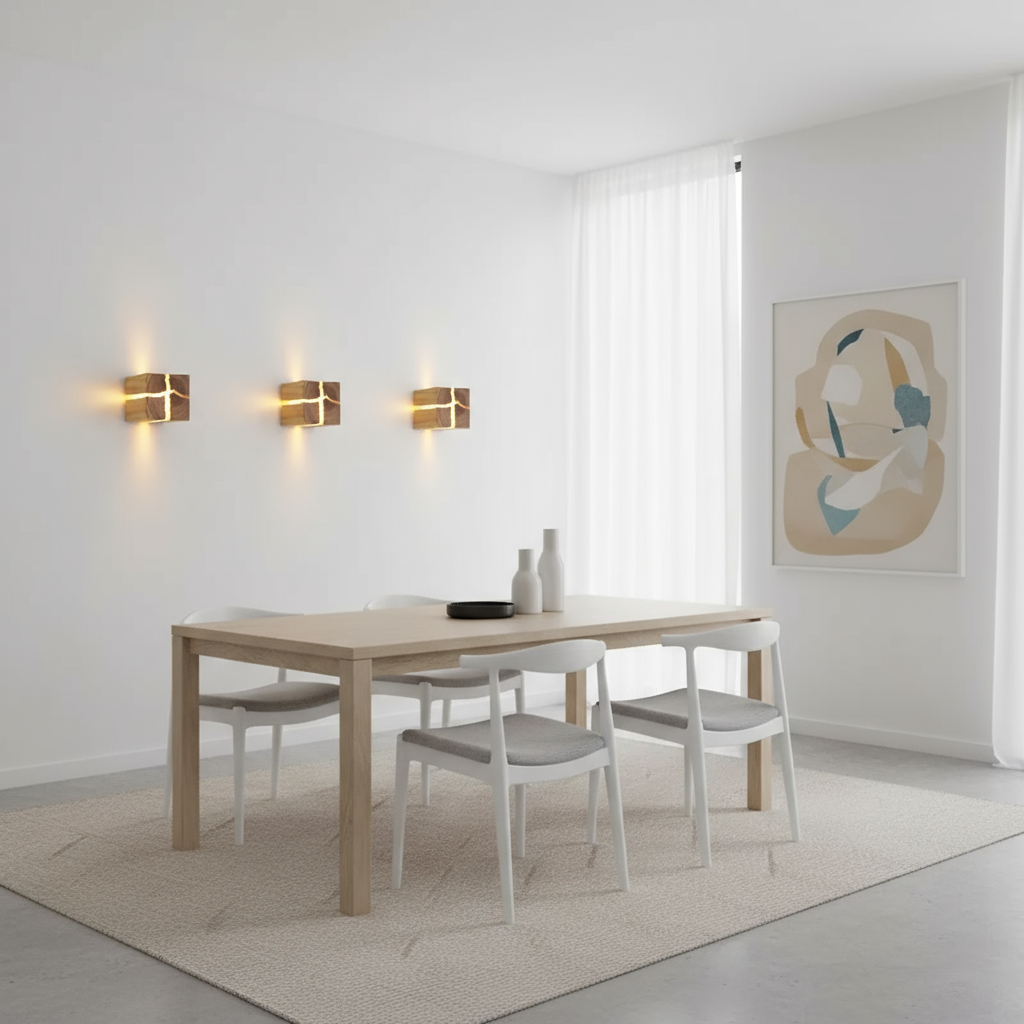 WoodAura Wall Light — Hand-Carved Solid Wood with Resin Inlay Design
