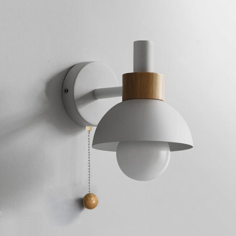Nordic Wood Accent Wall Lamp — Sleek Minimalist Design with Easy Pull-Switch