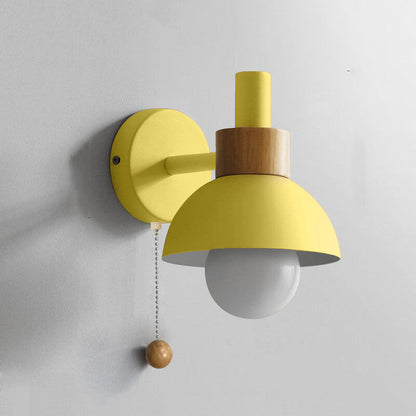 Nordic Wood Accent Wall Lamp — Sleek Minimalist Design with Easy Pull-Switch