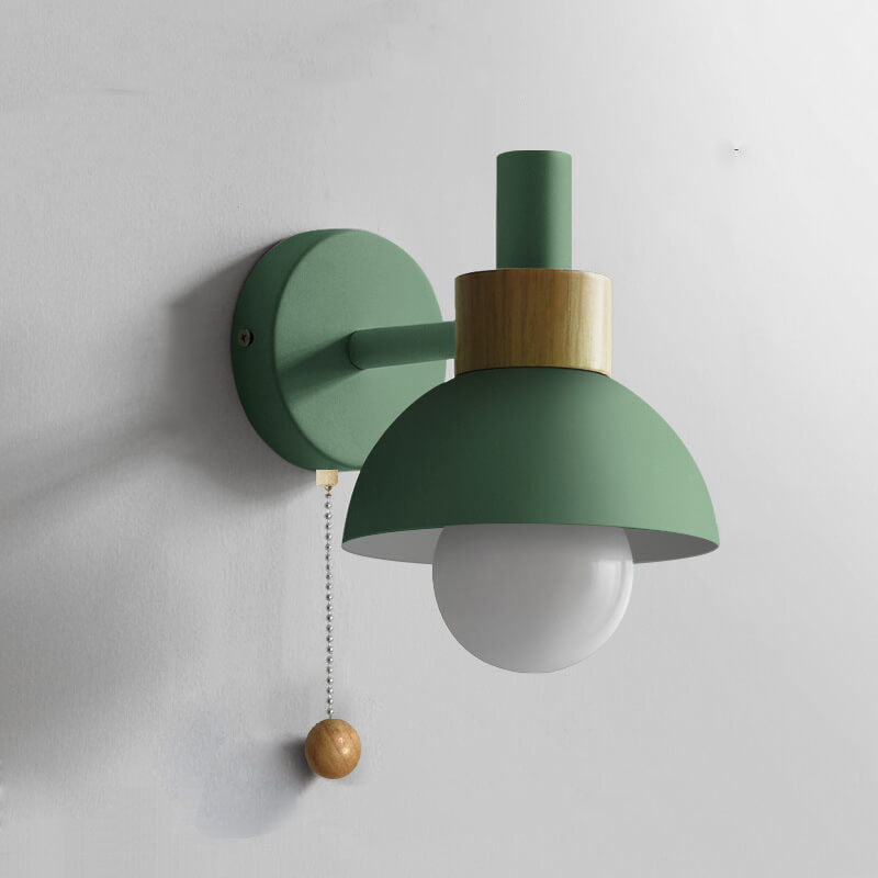 Nordic Wood Accent Wall Lamp — Sleek Minimalist Design with Easy Pull-Switch