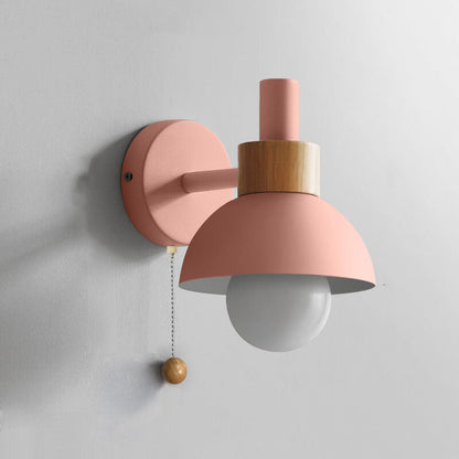 Nordic Wood Accent Wall Lamp — Sleek Minimalist Design with Easy Pull-Switch