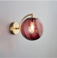 Modern Glass Ball Wall Lamp with Brass Finish and Tinted Glass