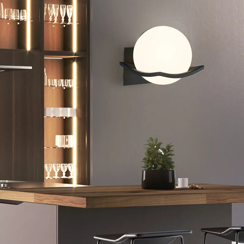 Makar Wall Light | Sleek Modern European Glass Globe Sconce