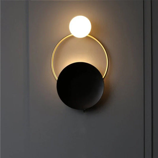 Designer Glass Wall Lamp – Modern Round Glass Sphere with Metal Frame