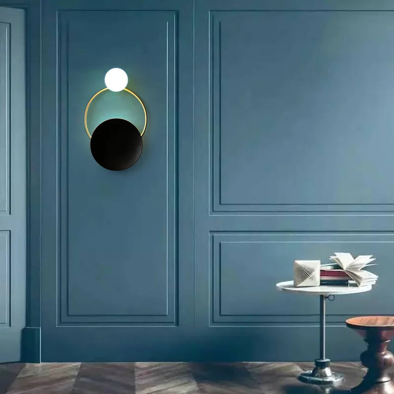 Designer Glass Wall Lamp – Modern Round Glass Sphere with Metal Frame