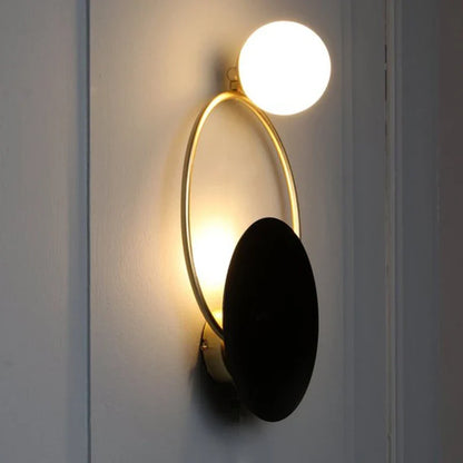 Designer Glass Wall Lamp – Modern Round Glass Sphere with Metal Frame