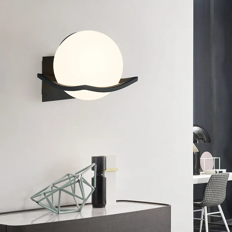 Makar Wall Light | Sleek Modern European Glass Globe Sconce