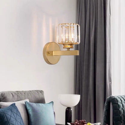 Elegant Crystal Wall Light - Modern Glass & Iron Sconce