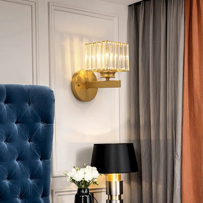 Elegant Crystal Wall Light - Modern Glass & Iron Sconce