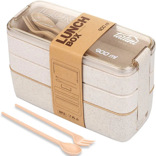EcoStack 3-Tier Bento Lunch Box – 900 ml, Made with Wheat Straw