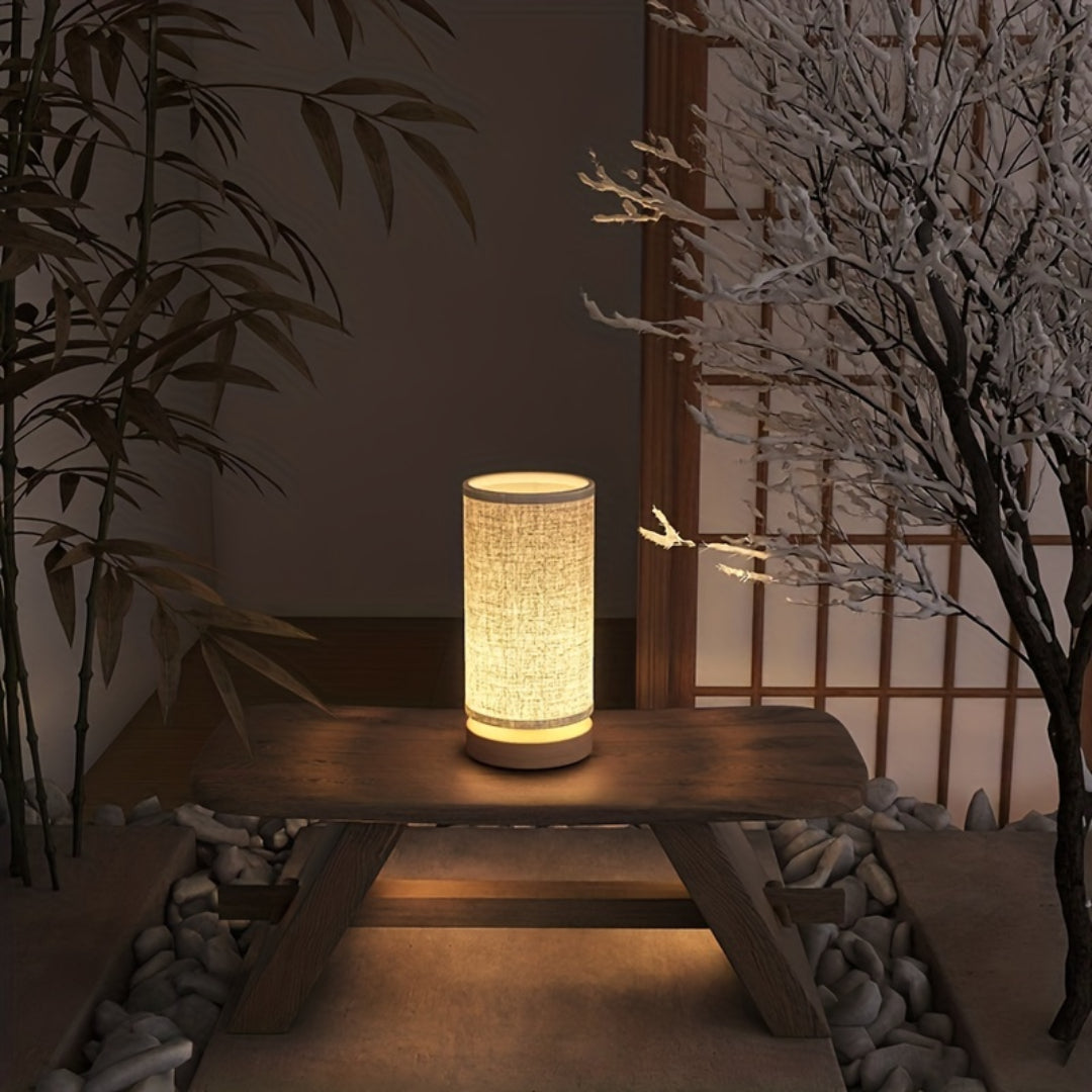 Sleek Modern Wooden Table Lamp - USB-Powered Bedside Light