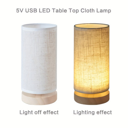 Sleek Modern Wooden Table Lamp - USB-Powered Bedside Light