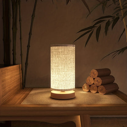Sleek Modern Wooden Table Lamp - USB-Powered Bedside Light