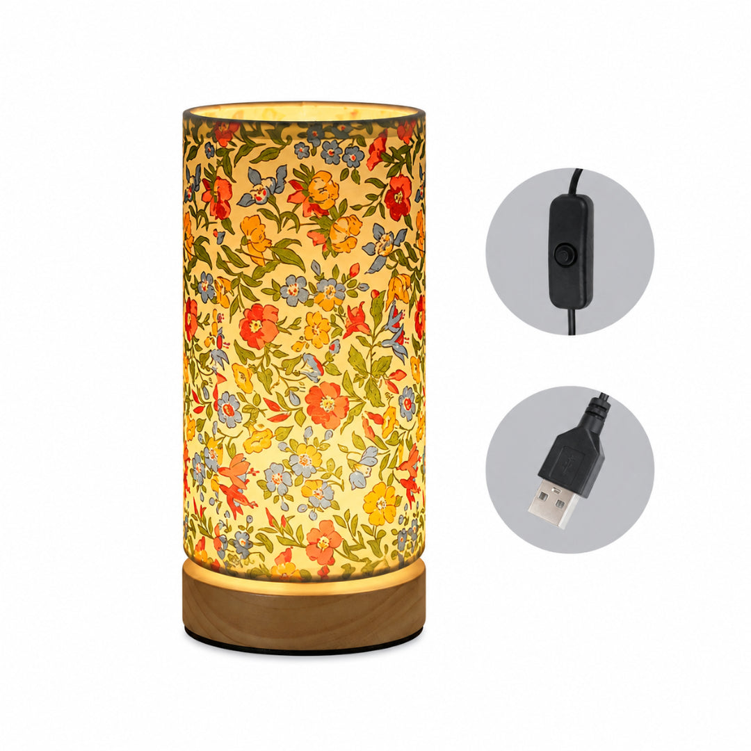 Sleek Modern Wooden Table Lamp - USB-Powered Bedside Light