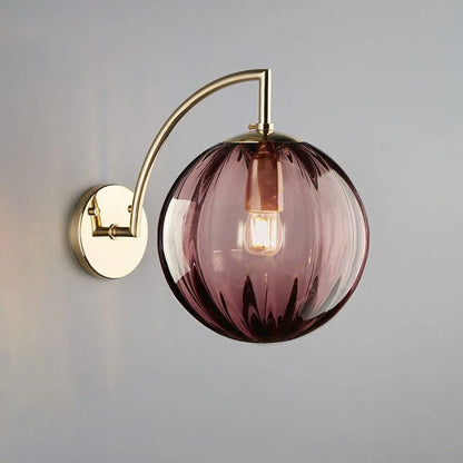 Modern Glass Ball Wall Lamp with Brass Finish and Tinted Glass