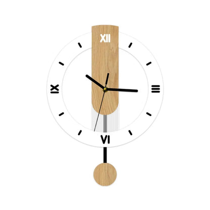 Elegant Minimalist Pendulum Wall Clock — Contemporary Acrylic & Wood Design