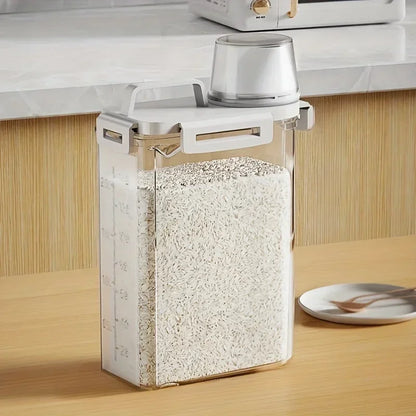 2.5L Airtight Grain Storage Canister with Measuring Cup – Keeps Rice, Cereal & Flour Fresh and Easy to Measure