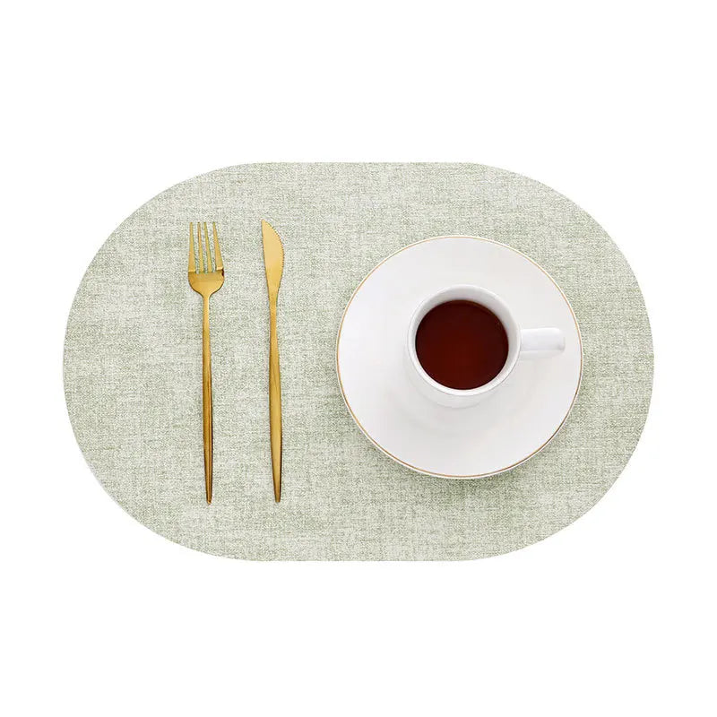 LinoMat Oval Faux Leather Placemats — Heat-Resistant & Non-Slip for Elegant Table Protection