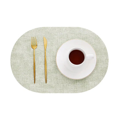 LinoMat Oval Faux Leather Placemats — Heat-Resistant & Non-Slip for Elegant Table Protection