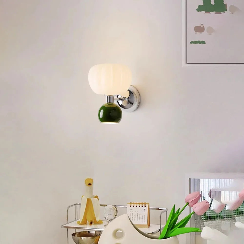 Nordic Pumpkin Wall Lamp - Sleek Glass & Metal Sconce for Modern Interiors