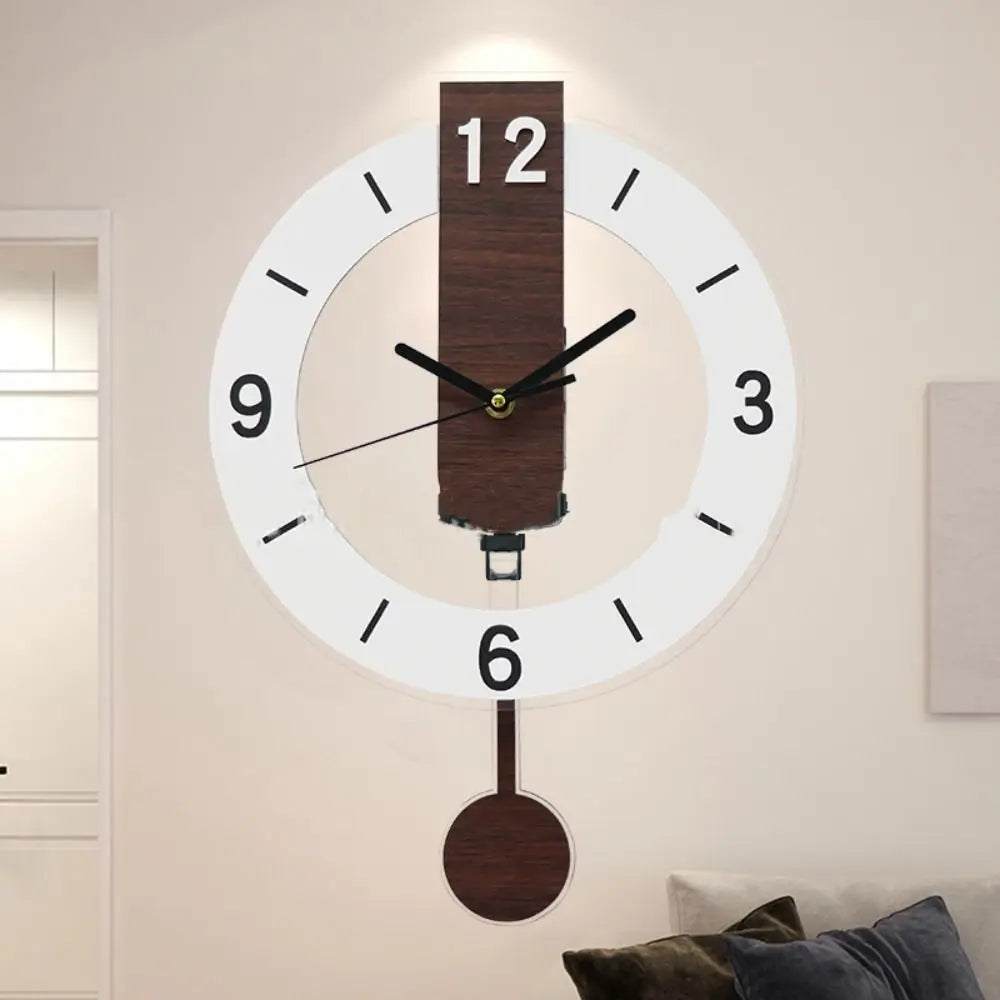 Elegant Minimalist Pendulum Wall Clock — Contemporary Acrylic & Wood Design