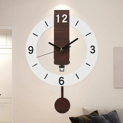 Elegant Minimalist Pendulum Wall Clock — Contemporary Acrylic & Wood Design