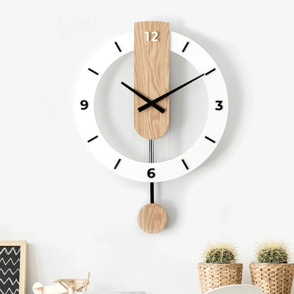 Elegant Minimalist Pendulum Wall Clock — Contemporary Acrylic & Wood Design