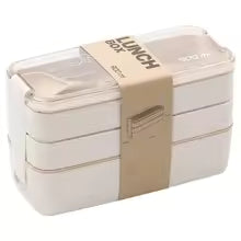 EcoStack 3-Tier Bento Lunch Box – 900 ml, Made with Wheat Straw