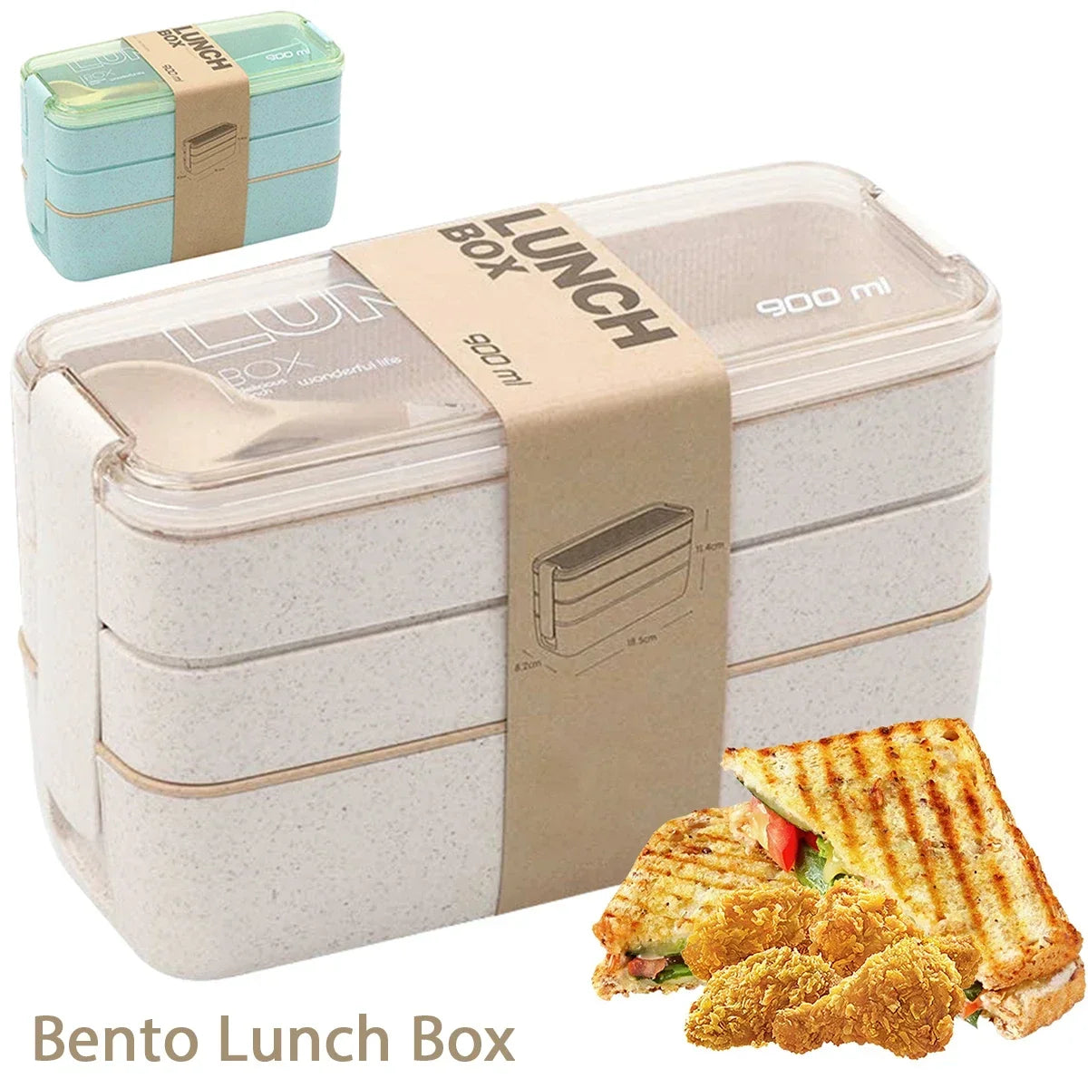 EcoStack 3-Tier Bento Lunch Box – 900 ml, Made with Wheat Straw