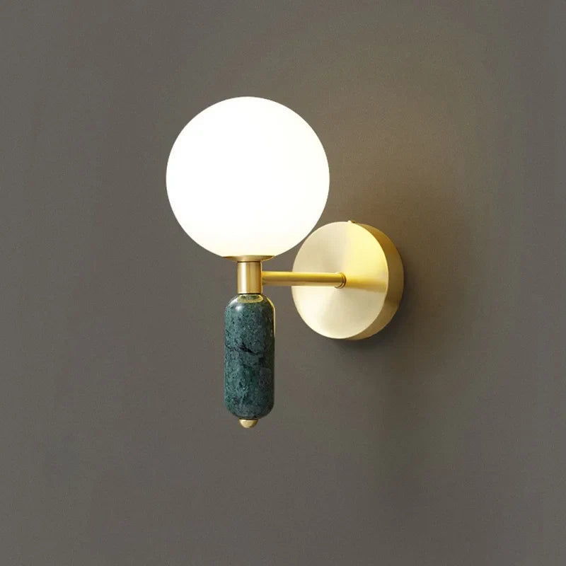 Gold-Finish Marble & Glass Wall Lamp - Modern Sconce