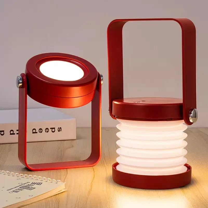 Innovative Wooden-Handle Portable Lantern - Folding, Rechargeable Table Lamp