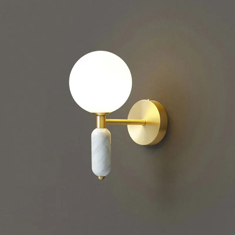 Gold-Finish Marble & Glass Wall Lamp - Modern Sconce