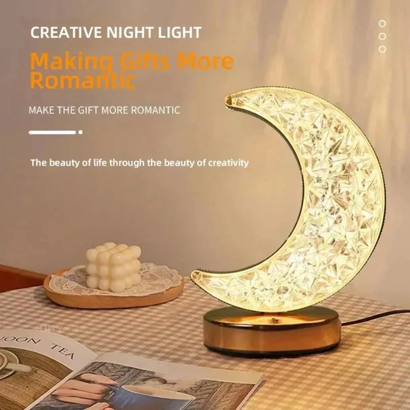 Stellora 3D Crystal LED Night Light with Rechargeable Battery and Touch Dimmer