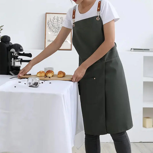 WorkEase Waterproof Canvas Apron with Split-Skirt Design and Handy Pockets