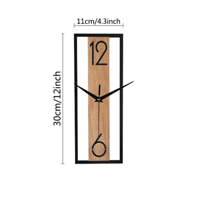 Sleek Modern Rectangular Wall Clock with a Slim Wood-Grain Frame