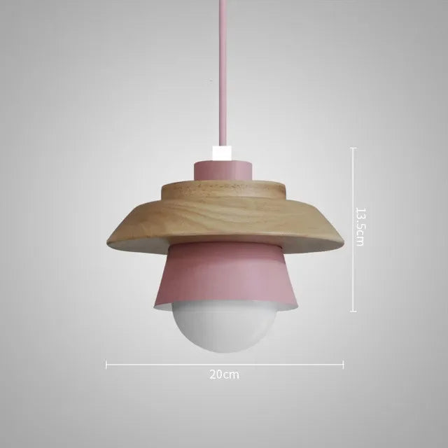 Nordic Wood Pendant Light – Playful Colourful Macaron Design