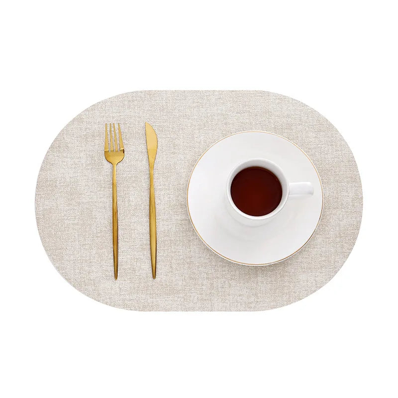 LinoMat Oval Faux Leather Placemats — Heat-Resistant & Non-Slip for Elegant Table Protection