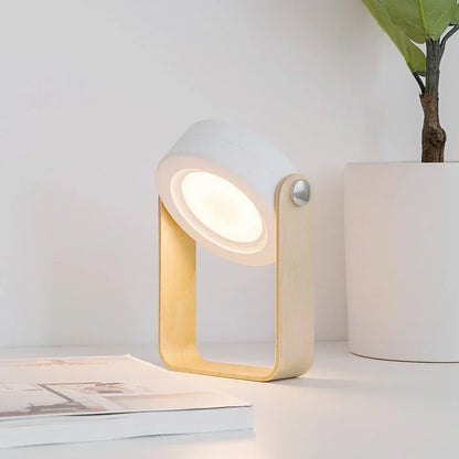 Innovative Wooden-Handle Portable Lantern - Folding, Rechargeable Table Lamp