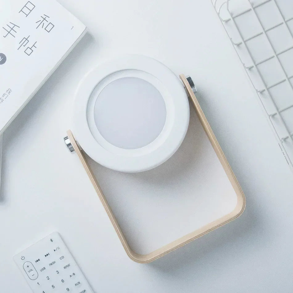 Innovative Wooden-Handle Portable Lantern - Folding, Rechargeable Table Lamp