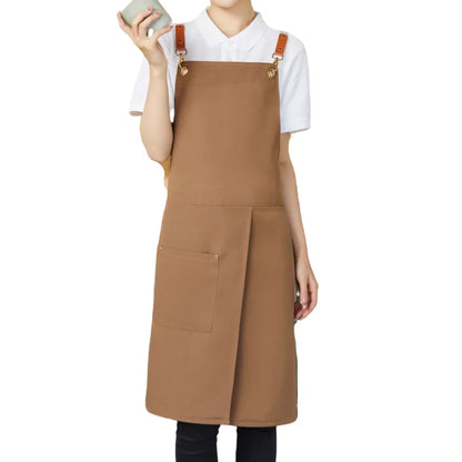 WorkEase Waterproof Canvas Apron with Split-Skirt Design and Handy Pockets