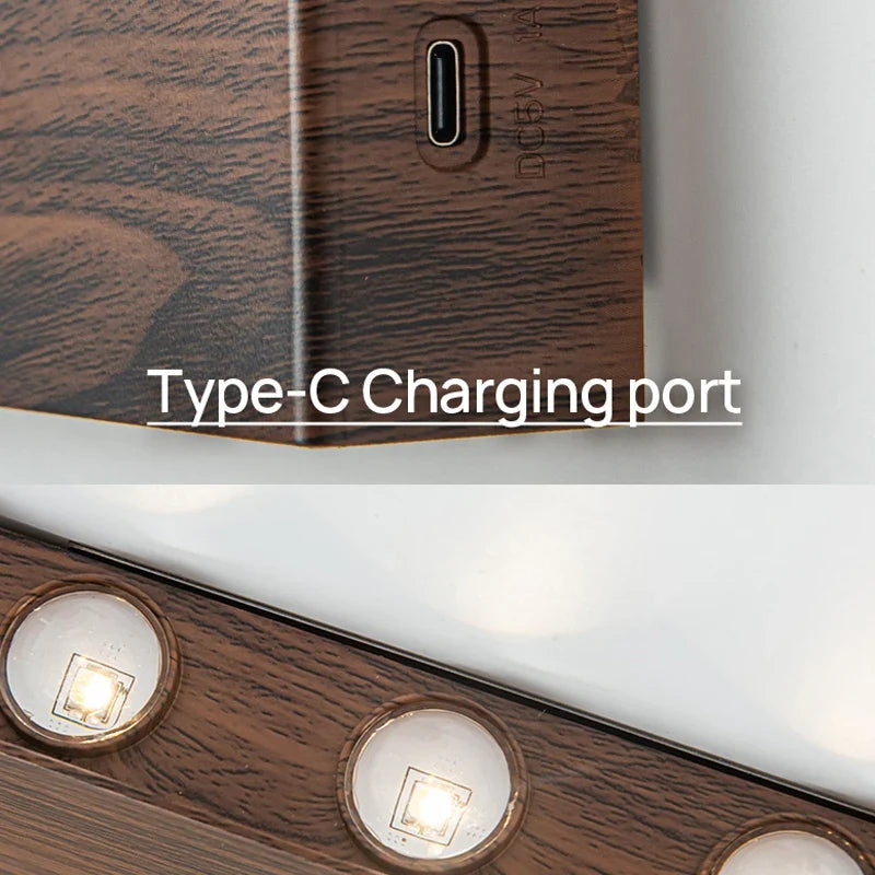 LumiBlock Wireless Rechargeable Wall Lamp — Minimalist Wood-Grain Design for Cozy, Modern Ambience