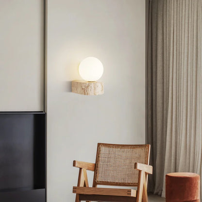 Travertine Stone Wall Lamp | Sleek Modern Japanese-Style LED Sconce